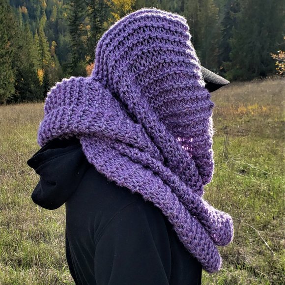 Handmade Knit Infinity Scarf, Lilac & Silver - Picture 2 of 6